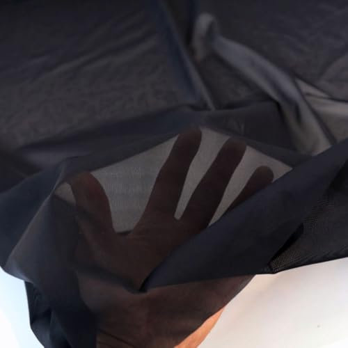 TOLKO uni Tüllstoff Meterware | Dekostoff für Vorhang Gardine Hochzeit Party | 140cm breit | Fein zart durchsichtig Netzstoff zum Nähen Basteln Dekorieren Kleid Tüllrock Tüll Stoff Tüllstoff Schwarz