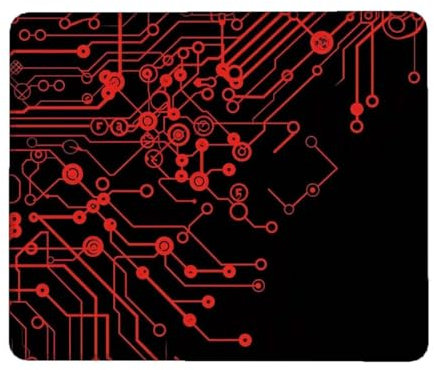 Tapis de Souris 290 x 240 mm, Tapis de Souris Gamer, Tapis de Souris Noir Rouge à Bords Cousus, Base en Caoutchouc Antidérapant Tapis Souris Cool, Imperméable Tapis de Souris Gaming pour Bureau H-6