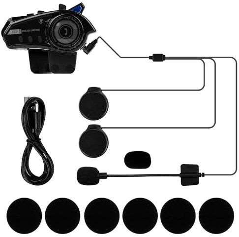 MotorMinds Auriculares Casco Moto, BT35 Auriculares Inalámbricos para Casco de Motocicleta Inalámbricos Bluetooth 5.0 Estéreo Manos Libres paraLlamadas