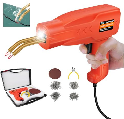 150W Plastic Welding Machine Car Bumper Repair Kit, Hot Welding Repairing Machine, Plastic Welding Repair Kit for Car Parts/Kayak/Canoe, with 800PCS Plier/Flat/Outside Inside Corner/Wave Staples