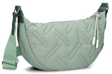 Zwei Damen Puffer Tasche Cleo CL50 gesteppte moonbag 2 Liter wasserabweisende quilted Puffy Bag Halbmond-Form, recyceltes Nylon, Stepptasche tragbar als Umhängetasche oder crossbody (eucalyptus)