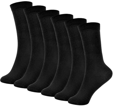 A2Z 4 Kids Knee High Socks Pack of 6 Premium Cotton Rich Plain School Socks Long Breathable Girls and Boys Socks - Socks AZ453 Black 6 Pack 3-6