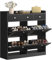 YITAHOME Schuhschrank, Schuhregal Schuhkipper Schmal, schuhschrank schwarz mit 4 Klappen, Shoe Cabinet Schuhkommode Schuhschrank mit Schublade für Eingangsbereich, Flur (schwarz)