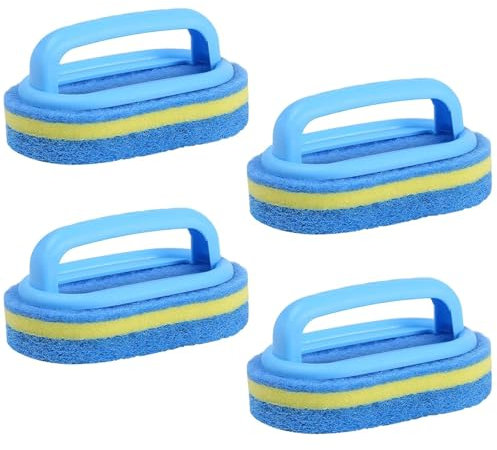 4 Pcs Cleaning Sponges, Bathroom Cleaning Sponge Thickened Bath Clean Sponge Cleaner Scrubbing Brush With Handle for Kitchen Bath Toilet Wall Floor