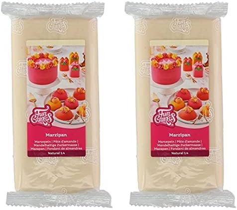 FunCakes Pâte d’amande Naturel (1:4): facile à utiliser, goût délicieux, flexible et lisse, facile à dérouler, fin et ferme, parfait pour la décoration de gâteaux, halal, casher et sans gluten. 1 kg.