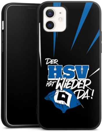 Premium Silikon Hülle kompatibel mit Apple iPhone 12 Handyhülle schwarz Case Hamburger SV Aufstieg HSV