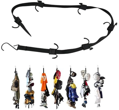 Sportgeräte Trockenstange - Organizer für Hockey -Ausrüstung, tragbarer Hangsgurt | Einstellbarer Hakenspeicher für Eishockey, Fußball, Baseballfängerausrüstung, Camping -Essentials im Freien, einfach