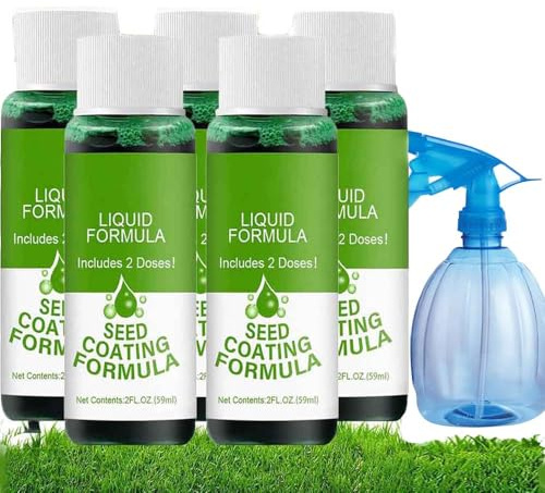 5Pcs Green Grass Lawn Spray,Liquid Hydroseeding Grass Seed Spray-Quick-Grow Lawn Repair Solution For Bare Spots & Weed Control
