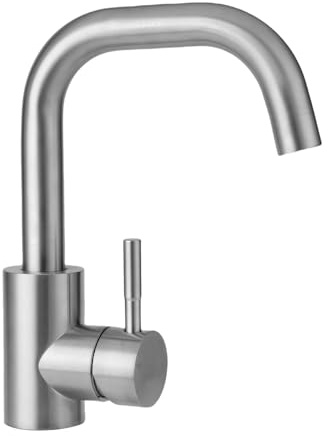 Rubinetto Miscelatore Monocomando Cucina Bagno Finitura Argento Spazzolato | Serenfira Rubinetto Miscelatore Acqua Calda e Fredda, Acciaio Inox SUS304, Bocca 360°, Cartuccia Ceramica Anti‑perdite