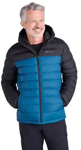 Mountain Warehouse Seasons Mens Padded Puffer Jacket | Lightweight & Water Resistant Hooded Coat, Lab Tested to -30C, Insulated for Winter Walking