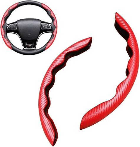 ZYSHJ 2 Stück Auto Lenkradbezug für Passat Alltrack (B7)(B8) 2010-2025, Segmentierter rutschfest Langlebig Auto Lenkrad Schutzhülle Auto Innenraum ZubehöR,Red