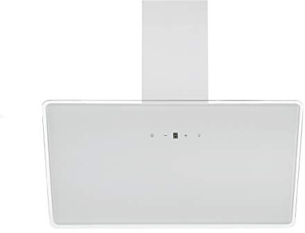 Respekta Dunstabzugshaube in weiß mit transparentem Rand CH112090W / Kopffreie Schräghaube 90 cm/Energieeffizienzklasse A++ / Abluft - und Umluftfunktion/Luftstrom max. 490,6 m³/h / 39–61 dB