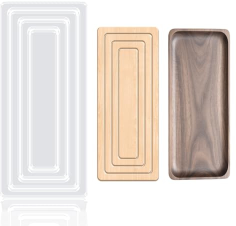 INFUNLY Rectangle Acrylic Router Template Set 13.8x5.5 Clear Router Inlay Template 4 Sizes Woodworking Router Template Transparent Curvy Tracing Stencils Router Guide Tool for DIY Craft
