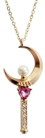 ZIAFRPN Halskette Japanische Anime Sailor Moon Liebende Zauberstab Kristall Cosplay Anhänger Halskette Mädchen Accessoires Niedliche Cosplay Requisiten Halskette Mode