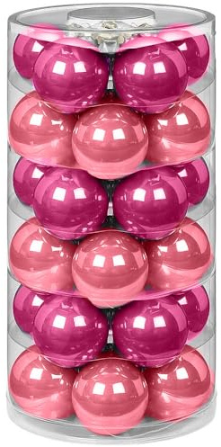 Inge Glas Weihnachtskugeln | Schöne Christbaumkugeln aus Glas | 30 Kugeln in Dose | Christbaumschmuck Weihnachtsbaumschmuck Weihnachtsbaumkugeln (Candy Shop Pink)