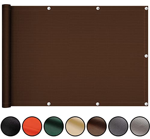 Extra großer Balkonwindschutz 150 x 1000 cm – robuste Gartenzaunabdeckung mit Ösen und Schnur – perfekt für Balkon, Terrasse & Pool – Braun für den Außenbereich