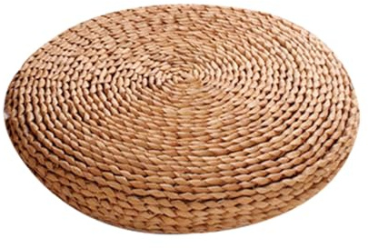 Generisch Coussin de Sol Tatami - Coussin de Sol Rond en Paille avec de Soie à l'intérieur - Accessoire de Maison - Coussin d'assise pour méditation, Yoga, Fitness, Exercices, activités