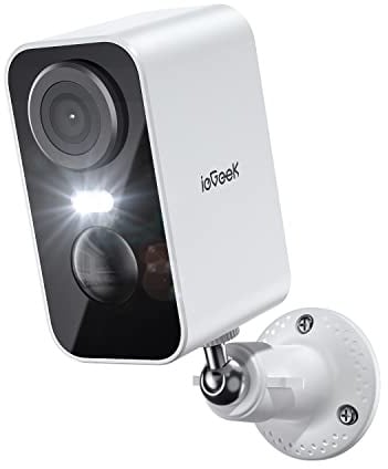 ieGeek 2K Caméra Surveillance WiFi Exterieure sans Fil Batterie ZS-GX3S | AI & PIR Détection Mouvement, Vision Nocturne Couleur, Extérieure/Intérieure, Audio Bidirectionnel, Étanche IP65, Blanc