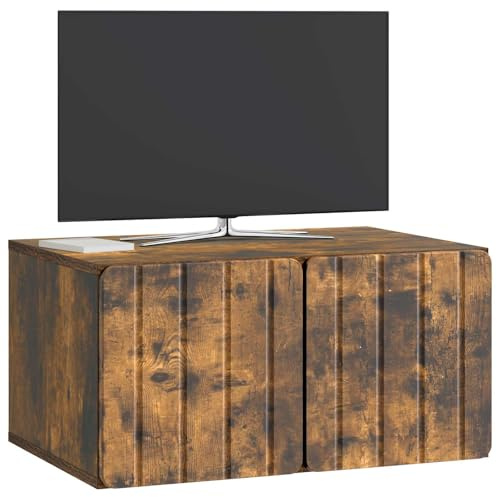 vidaXL Wandmontierter TV-Schrank Geräucherte Eiche 59,5 x 41 x 30 cm, Wohzimmer, rechteckiger, moderner Wandschrank, stylischer TV-Ständer, viel Stauraum für Dein Zuhause
