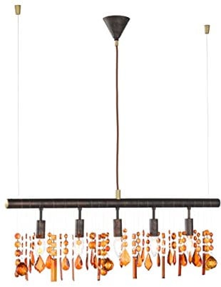 WOFI 7320.05.05.6000 Pendelleuchte, Metall, 200 watts, E14, kolonialstil braun, 80 x 9.8 x 150 cm