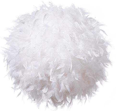Waneway 40cm, Abat-jour Plume pour Lumière de Pendentif Lustre de Plafond, Abat-jour pour lampe suspendue ou lampe de table, Décoration pour Chambre à Coucher, Salon et Mariage, Blanc