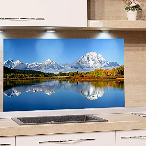 GRAZDesign Küchenrückwand Spritzschutz Glas Landschaft - Spritzschutz Küche Glas Berge, Glasrückwand Wandschutz - alle Untergründe 4mm ESG Glas, 80x60cm