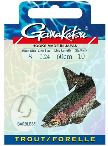 Gamakatsu Forellenhaken ohne Widerhaken 120 cm Hakengröße 7