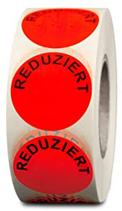 HUTNER Aktionsetiketten Reduziert ø 32mm leucht-rot permanent 1.000 runde Aufkleber, Haftetiketten, runde Etiketten