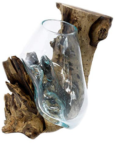 Ancient Wisdom Molten Glass on Wood - Hanging Bowl