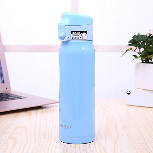 Portable Flask Car Thermos Flask Bottle Stainless Steel 24-Hour Water Bottle 500 ml Blue