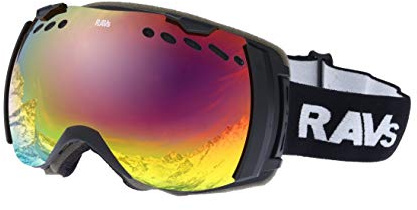 Ravs Skibrille extra für Brillenträger und Helmkompatibel Doppel Scheibe 100% UV-Schutz Max Vision Sphärisch
