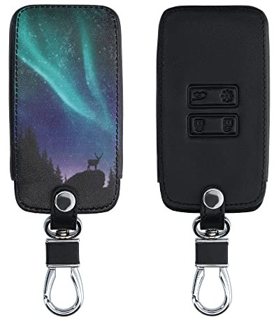 kwmobile Key Cover Compatible with Renault 4 Button Car Key Smart Key (only Keyless Go) - Faux Leather Car Key Fob Protector - Turquoise/Blue/Black