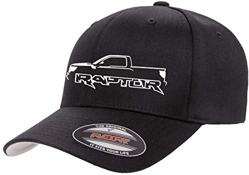 Baseball-Kappe für Ford SVT Raptor F150 Truck, Outline-Design, Flexfit 6277, schwarz, S/M