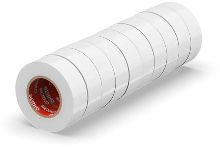 ERKO Isolierband Weiß 15mm x 10m PVC Set 10 Stück Elektrische Leitungen Reparatur, Hochflexibel mit starker Klebekraft, Chemiebeständig, Wasserfest, Klebeband