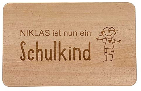 Frühstücksbrett Brotbrett fürs Schulkind zum Schulanfang (mit Name Junge)