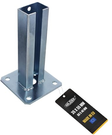 Aufschraubhülse Pfostenträger 35x55 mm für Zaunpfosten Feuerverzinkung Bodenplatte Anker Pfosten (60 x 40 mm)