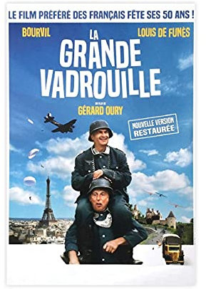 La Grande Vadrouille 1966 Krieg Comedy Filmposter Leinwand Poster Wandkunst Dekor Druck Bild Gemälde für Wohnzimmer Schlafzimmer Dekoration ungerahmt: 50 x 75 cm