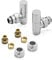 Set valvole scaldasalviette in acciaio cromato, COMPLETO di raccordi per tubi in multistrato da 16x2 mm, attacchi universali G ½