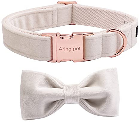ARING PET Fliege Hundehalsband-Samt-Hundehalsbänder mit Abnehmbarer Fliege, verstellbares weiches Samt-Schleifenhalsband Geschenk für Mädchen und Jungen, bequemes Hundehalsband