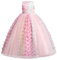 Papillon Robe Fille Enfant Princesse Mariage Appliqué 3D Robe Demoiselle d'honneur Soirée sans Manches Tutu Tulle Longue Fantasie Anniversaire Carnaval Fête Pageant Cérémonie Rose 11-12 Ans