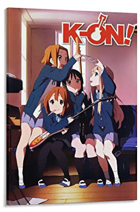 nuochen K-On! Japanisches Anime-Poster, Filmposter für Zimmer, ästhetisch, 4 Poster, Malerei, Leinwand, Wandkunst, Wohnzimmer, Poster, Gemälde, 50 x 75 cm