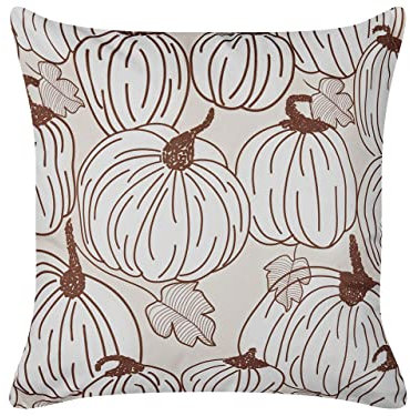 Beliani Zierkissen Halloween-Deko mit Kürbis-Motiv beige/braun Samtstoff Gourd