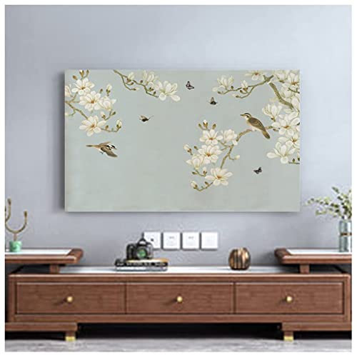 MJZYP Indoor Tv Cover, Indoor TV Set Covers, Tv Screen Protectors Birds Flower Pattern Tv Dust Cover Fits LED, OLED, LCD, And Plasma Televisions B,28in