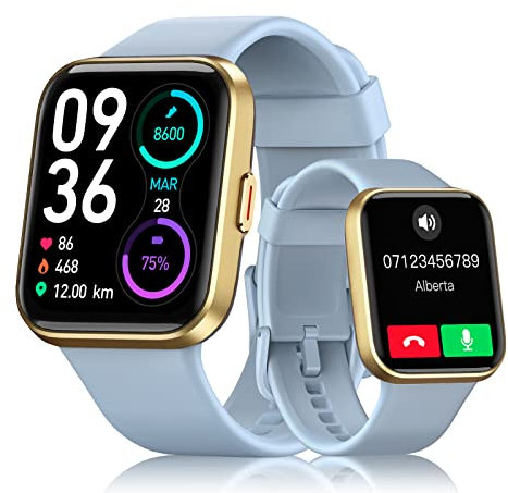Montre Connectée Homme Femme avec Appels Bluetooth Assistant Vocal Alexa Intégré, 1,7 Smartwatch avec Fréquence Cardiaque/SpO2/Sommeil Etanche Montre Intelligente Tracker d'Activité Notifications