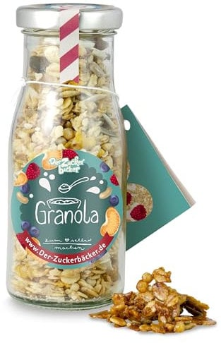 DIY Granola – leckeres Knuspermüsli zum Selbermachen im hochwertigen Präsent-Glas, tolle Geschenk-Idee für Mitarbeiter