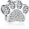 Alstiva Pfotenabdruck Charm 925 Sterling Silber 5A Zirkonia Charm Anhänger für Armband Charm Bead Pendant für Europäische Armbänder Halsketten Schmuck Geschenk für Damen Frauen