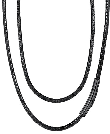 FaithHeart Lederkette Herren Damen Lederband 1,5/2/3MM Lederhalsband Ohne Anhänger Kunstleder Kette mit Verschluss Schwarz Leder Halskette 40CM-75CM wählbar Personalisierbares Lederband Schmuck