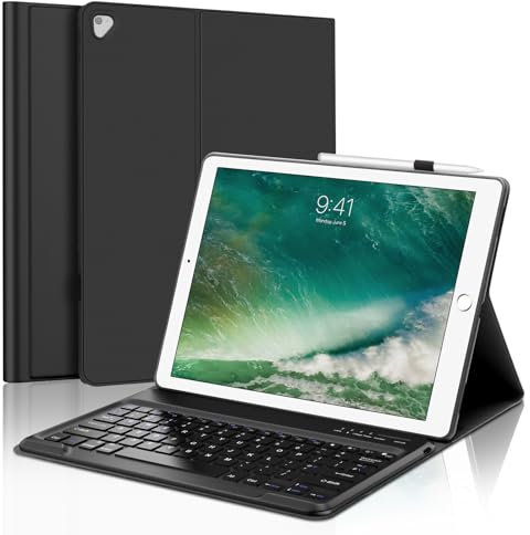 SENGBIRCH iPad Pro 12.9 Keyboard Case for 2015 1st Generation / 2017 2nd Generation, UK Layout Detachable Keyboard Case for iPad Pro 12.9 2015/2017 1st & 2nd Generation, Black