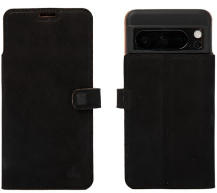Snakehive Leather Wallet Phone Case for Google Pixel 8 Pro - Genuine Leather with Viewing Stand & 3 Card Holder - Flip Folio Cover with Card Slot (Black)