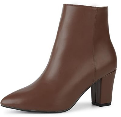 Remxi Stivaletti da donna con tacco alto chunky, stivali Chelsea casual eleganti per feste, scarpe da donna, Marrone, 38 EU